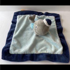 BananaFish Blue & Gray Whale Baby Lovey Security Blanket Nautical Ocean Retired